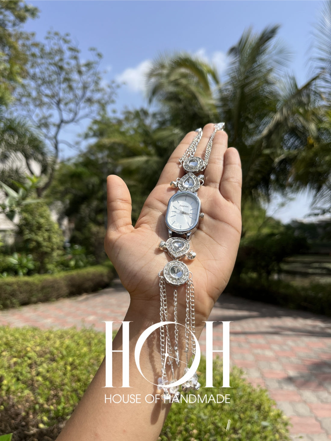 Elegant Silver Statement Bracelet Watch