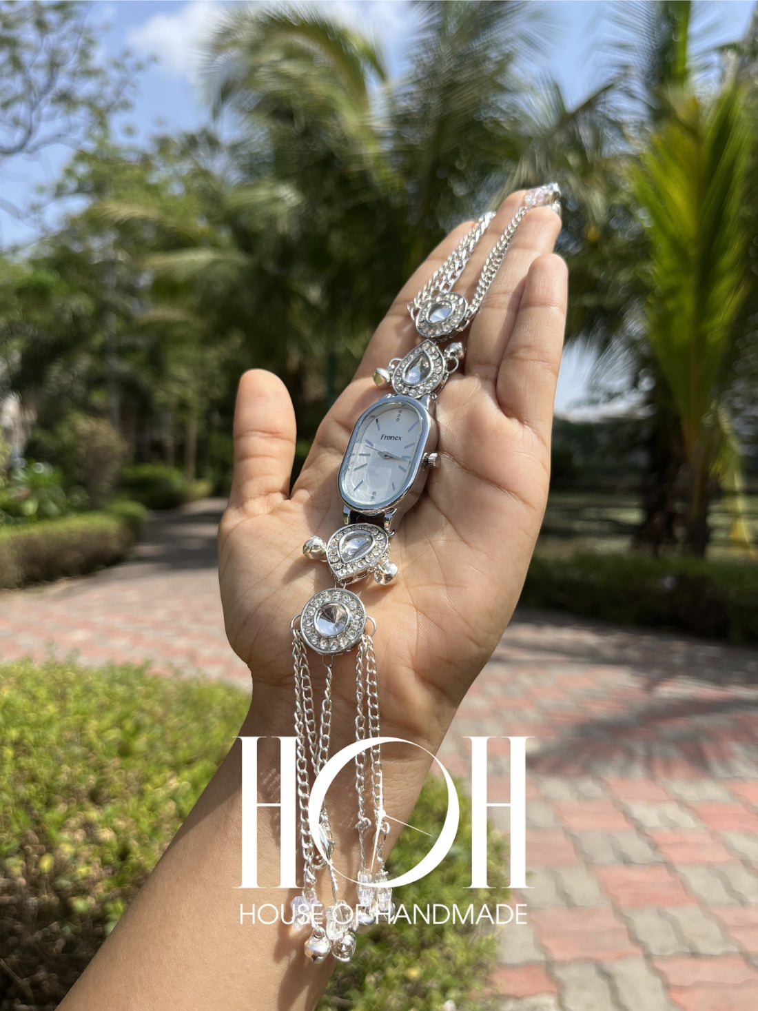 Elegant Silver Statement Bracelet Watch