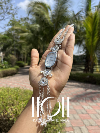 Elegant Silver Statement Bracelet Watch