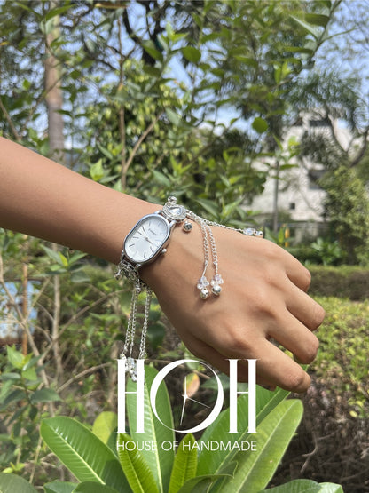 Elegant Silver Statement Bracelet Watch