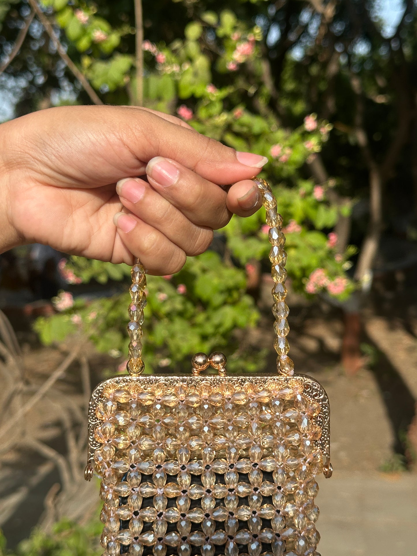 Crystal Beaded Mobile Purse for Women