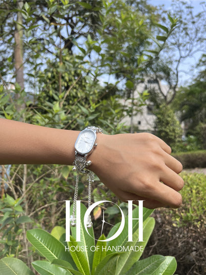 Elegant Silver Statement Bracelet Watch